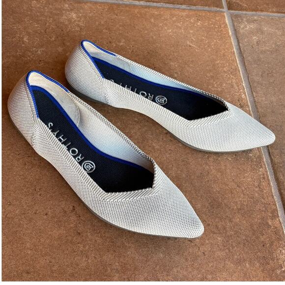 Rothy's The Point Light Gray Slip On Knit Flats size 9.5 - Picture 2 of 16